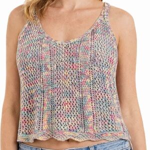 Cupcake Crochet Knit Tank Top Multicolor Boho Festival Cottagecore Sleeveless M